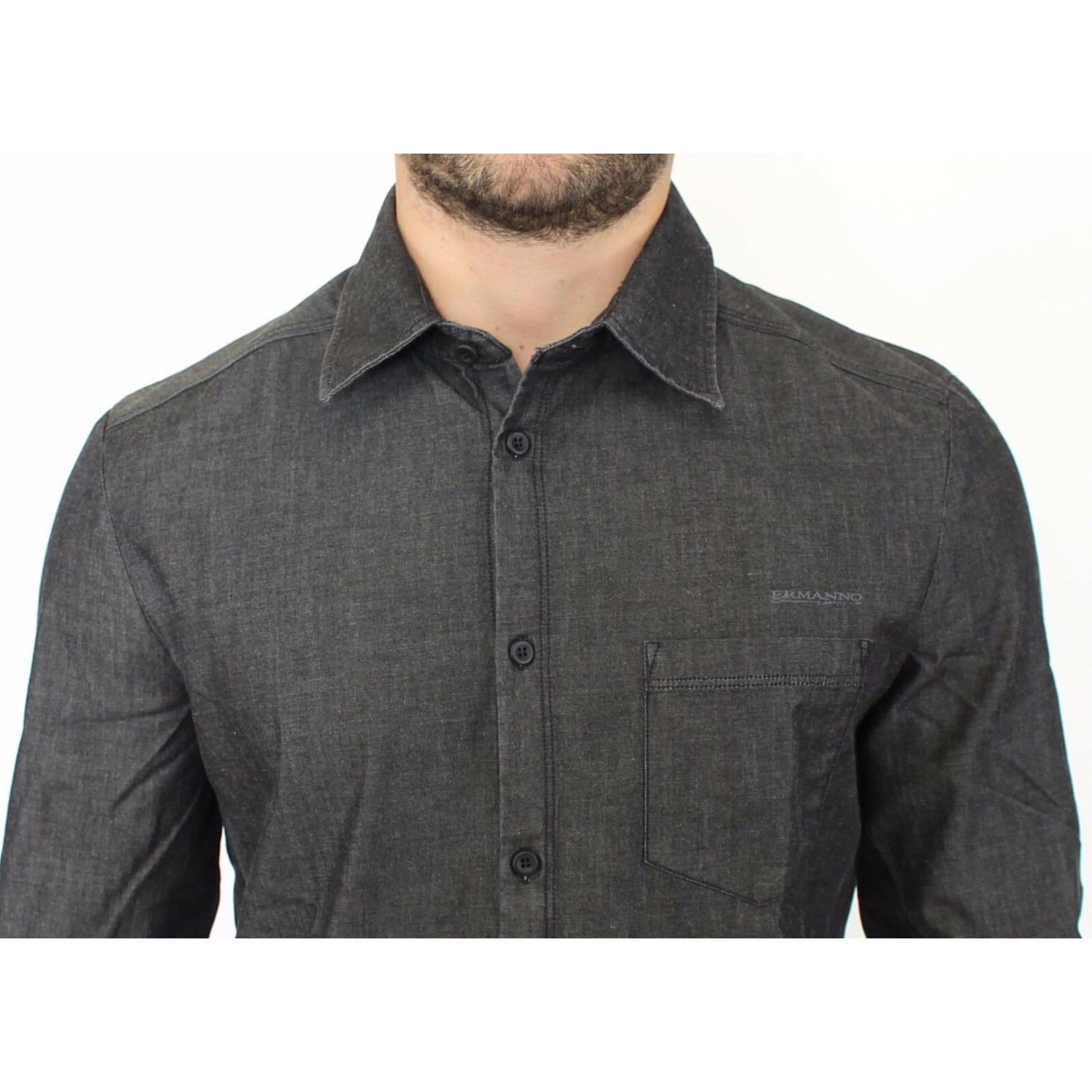 Ermanno Scervino Denim Jeans Cotton Casual Gray Stretch Shirt