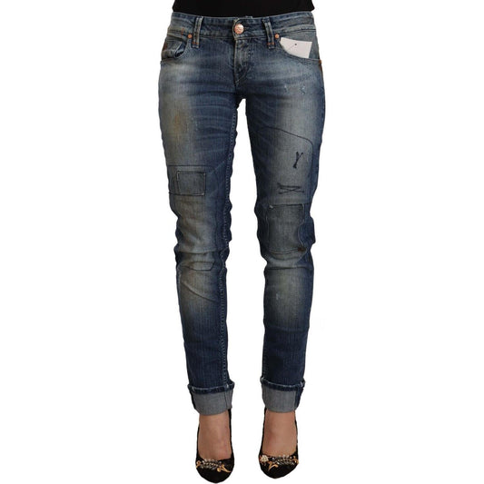 Acht Blue Washed Low Waist Folded Hem Slim Fit Jeans 1728,67345645728,Acht,Blue,Clothing,Jeans & Pants - Women - Clothing,Jeans Denim - Clothing,Material: 99% Cotton 1% Elastane,New with tags,Slim Fit Jeans - Jeans Denim - Clothing,W26,Women,Women - Cloth