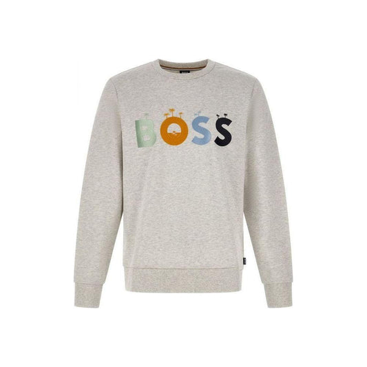 Hugo Boss Grey Cotton Logo Details Sweatshirt Hugo Boss