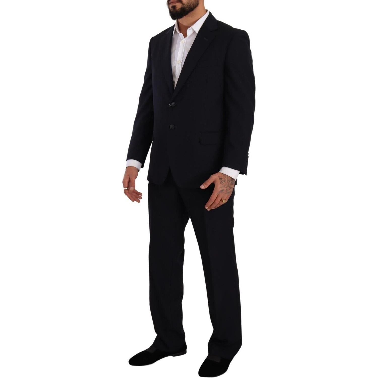 Domenico Tagliente Blue Polyester Single Breasted Formal Suit
