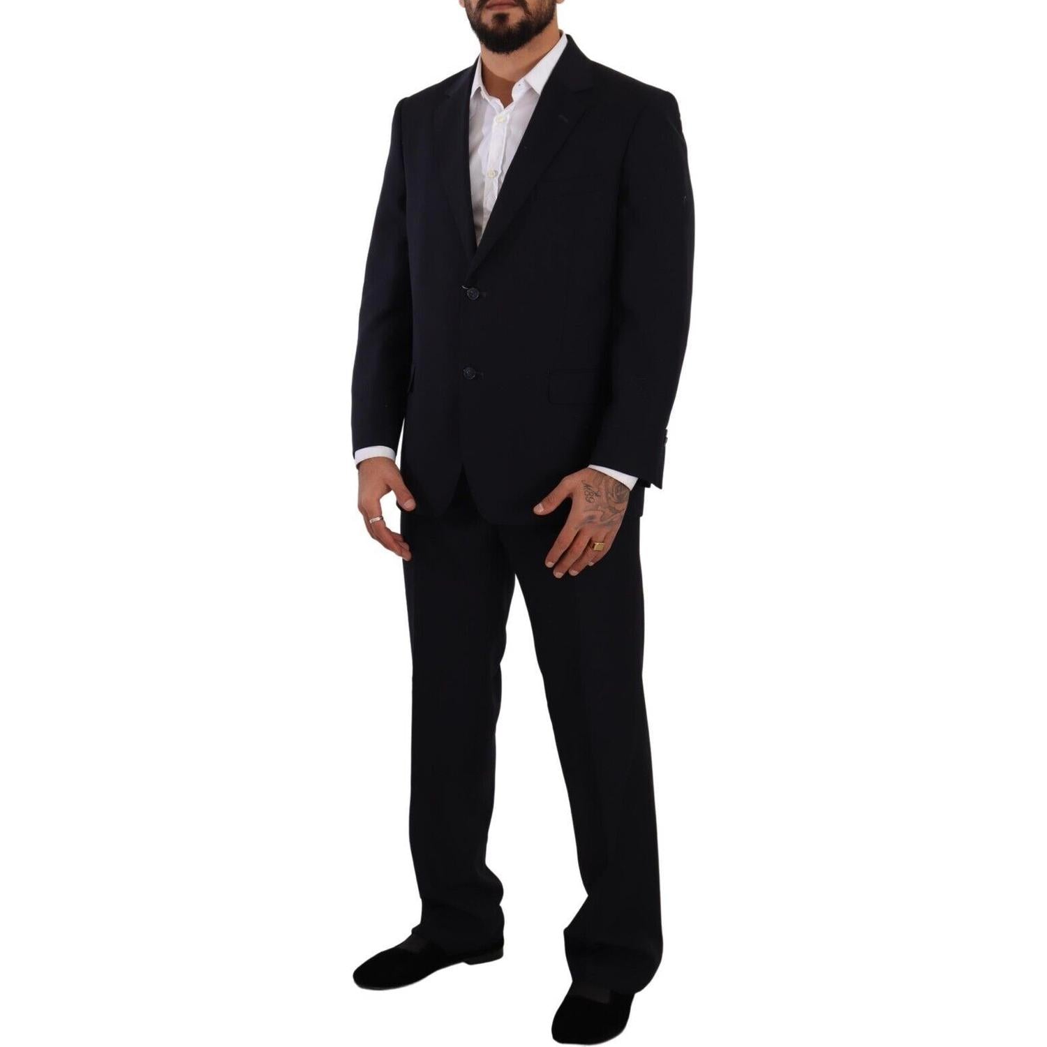 Domenico Tagliente Blue Polyester Single Breasted Formal Suit