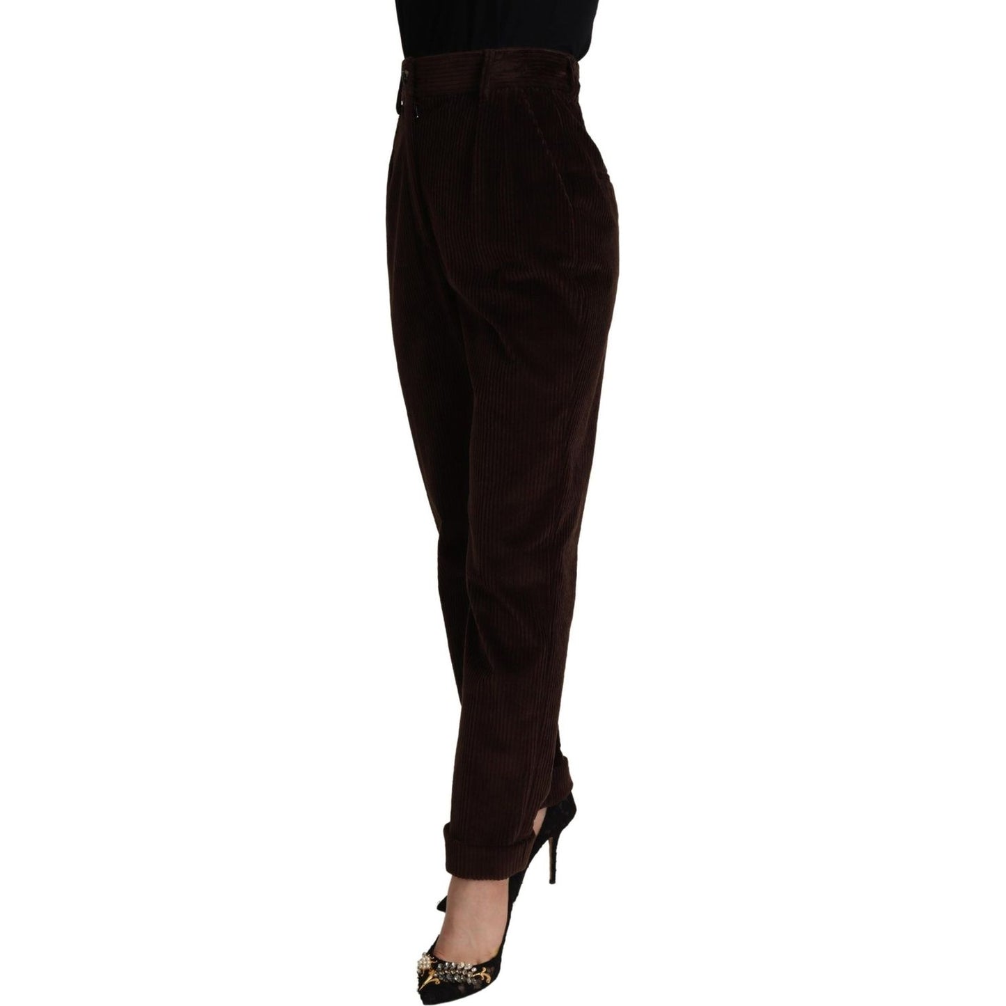 Dolce & Gabbana Elegant Bordeaux High-Waisted Corduroy Pants Dolce & Gabbana