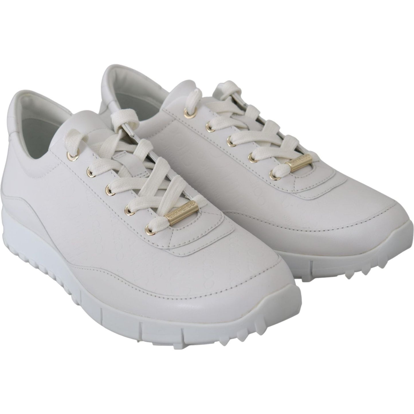 Jimmy Choo Elegant White Leather Sneakers Jimmy Choo