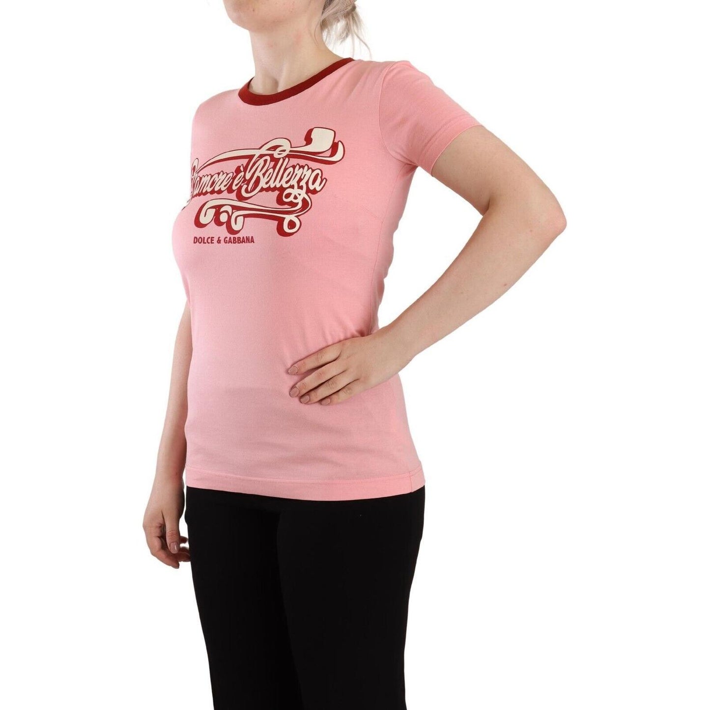 Dolce & Gabbana Chic Pink Logo Crew Neck Tee Dolce & Gabbana