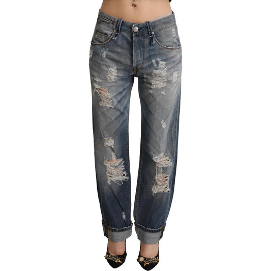 Acht Blue Tattered Mid Waist Straight Denim Cotton Jeans 1728,67345645728,Acht,Blue,Clothing,Jeans & Pants - Women - Clothing,Jeans Denim - Clothing,Material: Cotton,New with tags,Straight-Leg Jeans - Jeans Denim - Clothing,W26,Women,Women - Clothing