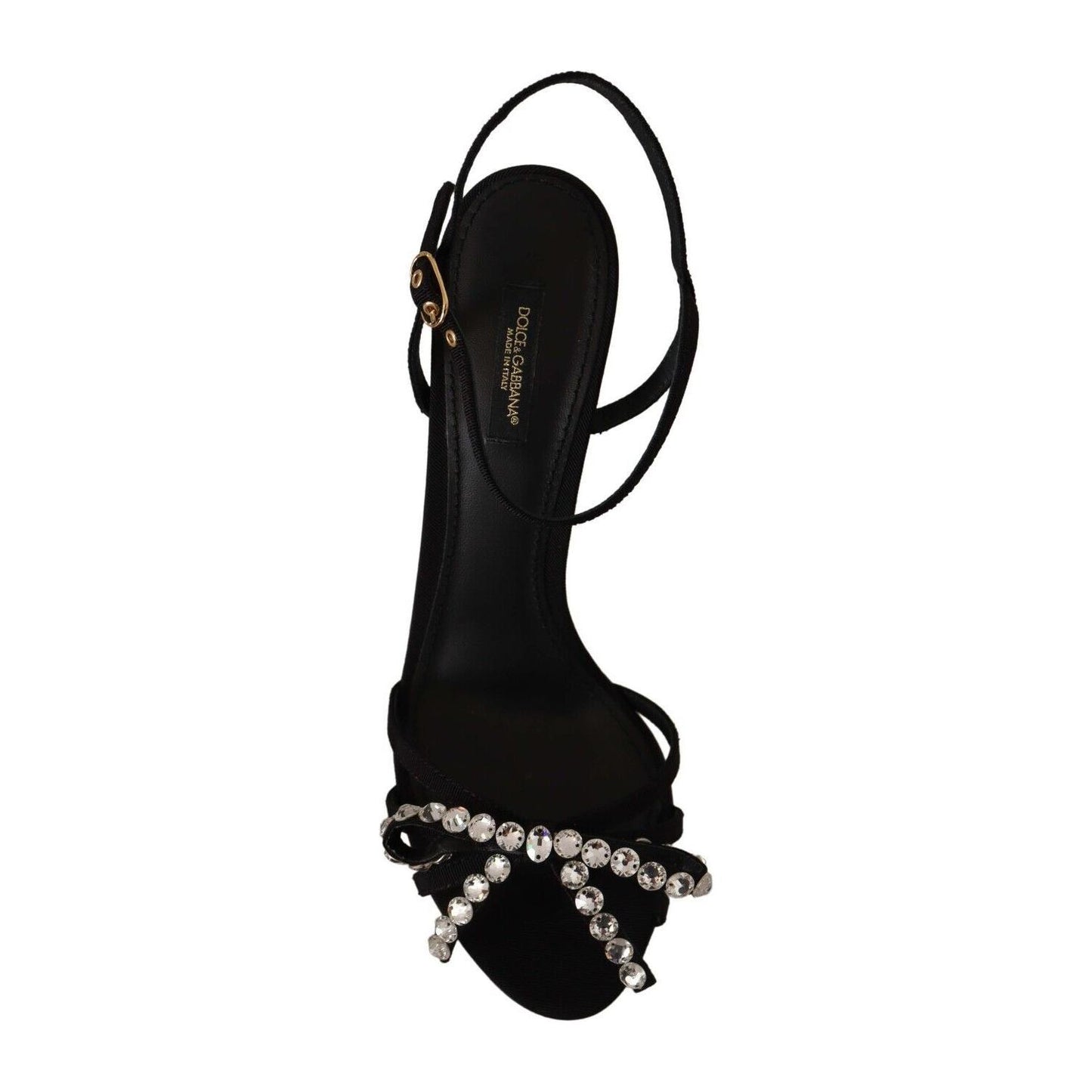 Dolce & Gabbana Elegant Black Viscose Ankle Strap Sandals with Crystals Dolce & Gabbana