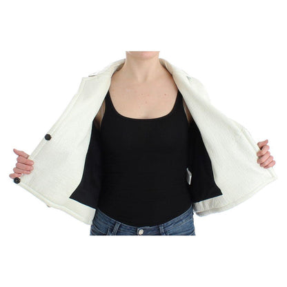 Andrea Pompilio White Black Cropped Leather Jacket 1728,67345645728,Andrea Pompilio,Black/White,Clothing,IT40|S,Jackets & Coats - Clothing,Jackets & Coats - Women - Clothing,Leather Jackets - Jackets & Coats - Clothing,Material: 100% Leather,New with tags