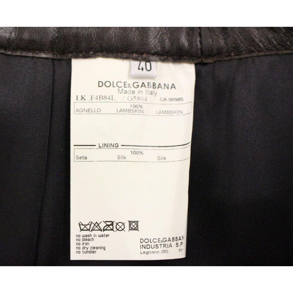 Dolce & Gabbana Brown Patchwork Leather Straight Skirt 1728,67345645728,Brown,Clothing,Dolce & Gabbana,IT40|S,Material: 100% Lambskin Leather,Midi - Skirts - Clothing,New with tags,Skirts - Clothing,Skirts - Women - Clothing,Women,Women - Clothing