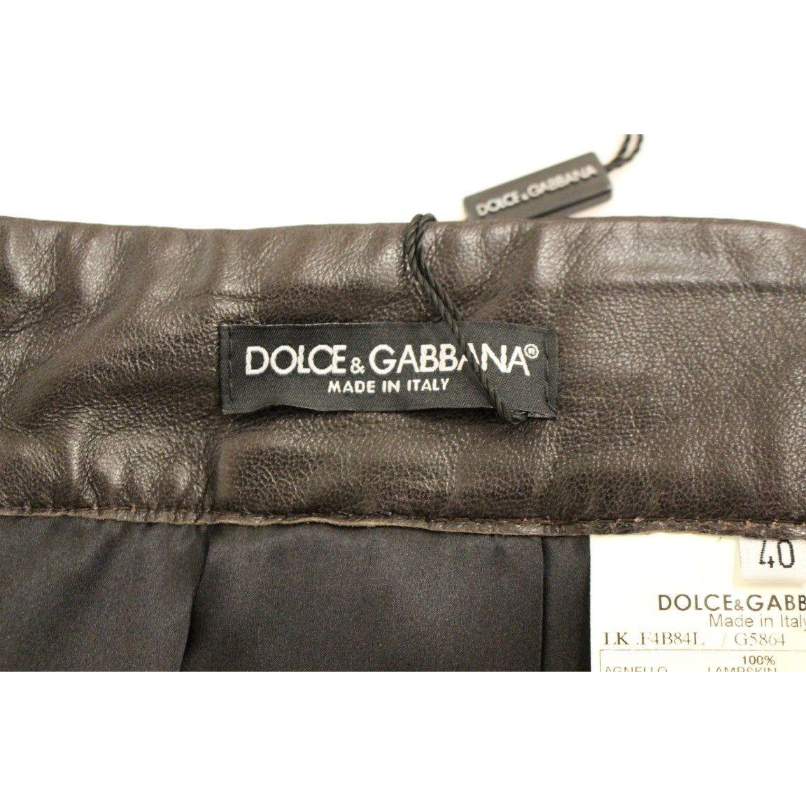 Dolce & Gabbana Brown Patchwork Leather Straight Skirt 1728,67345645728,Brown,Clothing,Dolce & Gabbana,IT40|S,Material: 100% Lambskin Leather,Midi - Skirts - Clothing,New with tags,Skirts - Clothing,Skirts - Women - Clothing,Women,Women - Clothing