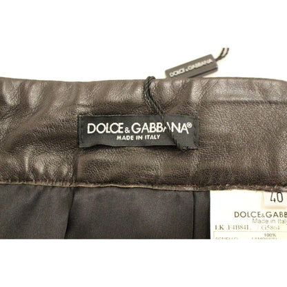 Dolce & Gabbana Brown Patchwork Leather Straight Skirt 1728,67345645728,Brown,Clothing,Dolce & Gabbana,IT40|S,Material: 100% Lambskin Leather,Midi - Skirts - Clothing,New with tags,Skirts - Clothing,Skirts - Women - Clothing,Women,Women - Clothing