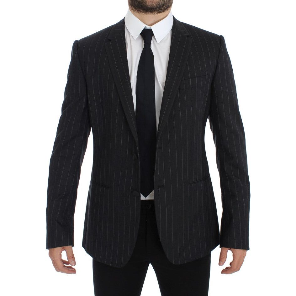 Dolce & Gabbana Chic Gray Striped Wool Blazer Jacket Dolce & Gabbana