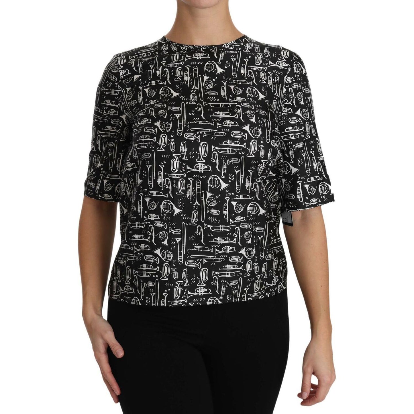 Dolce & Gabbana Exquisite Trumpet Print Silk Blouse Dolce & Gabbana