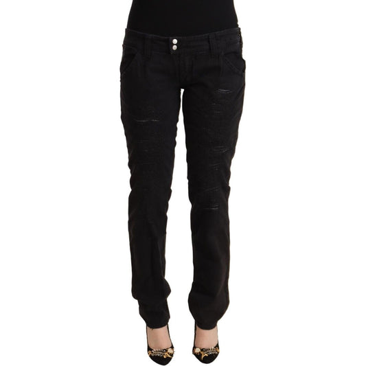 CYCLE Black Cotton Distressed Low Waist Slim Fit Denim Jeans 1728,67345645728,Black,Clothing,CYCLE,Jeans & Pants - Women - Clothing,Jeans Denim - Clothing,Material: 100% Cotton,New with tags,Slim Fit Jeans - Jeans Denim - Clothing,W31,Women,Women - Clothi