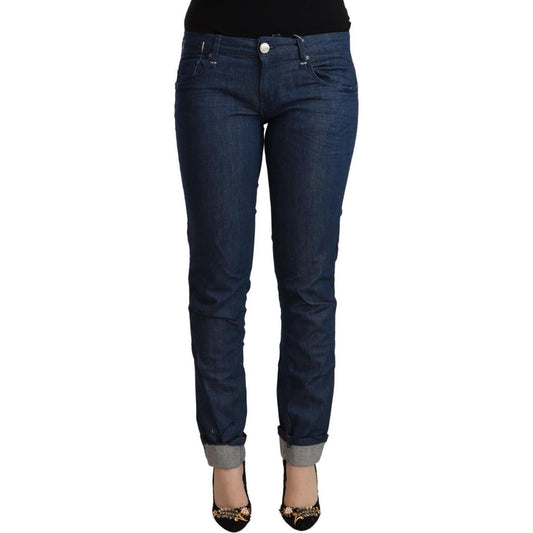 Acht Blue Cotton Low Waist Skinny Denim Folded Hem Jeans 1728,67345645728,Acht,Blue,Clothing,Jeans & Pants - Women - Clothing,Jeans Denim - Clothing,Material: 98% Cotton 2% Elastane,New with tags,Skinny Jeans - Jeans Denim - Clothing,W26,Women,Women - Clo