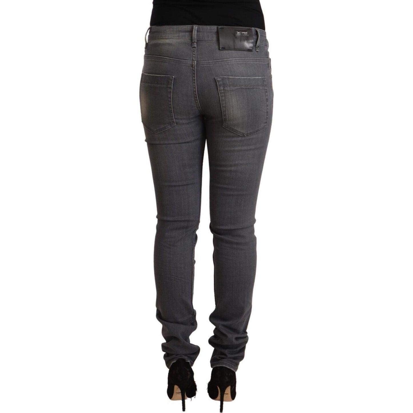 Acht Elegant Dark Gray Skinny Jeans - Low Waist Zip Closure Acht