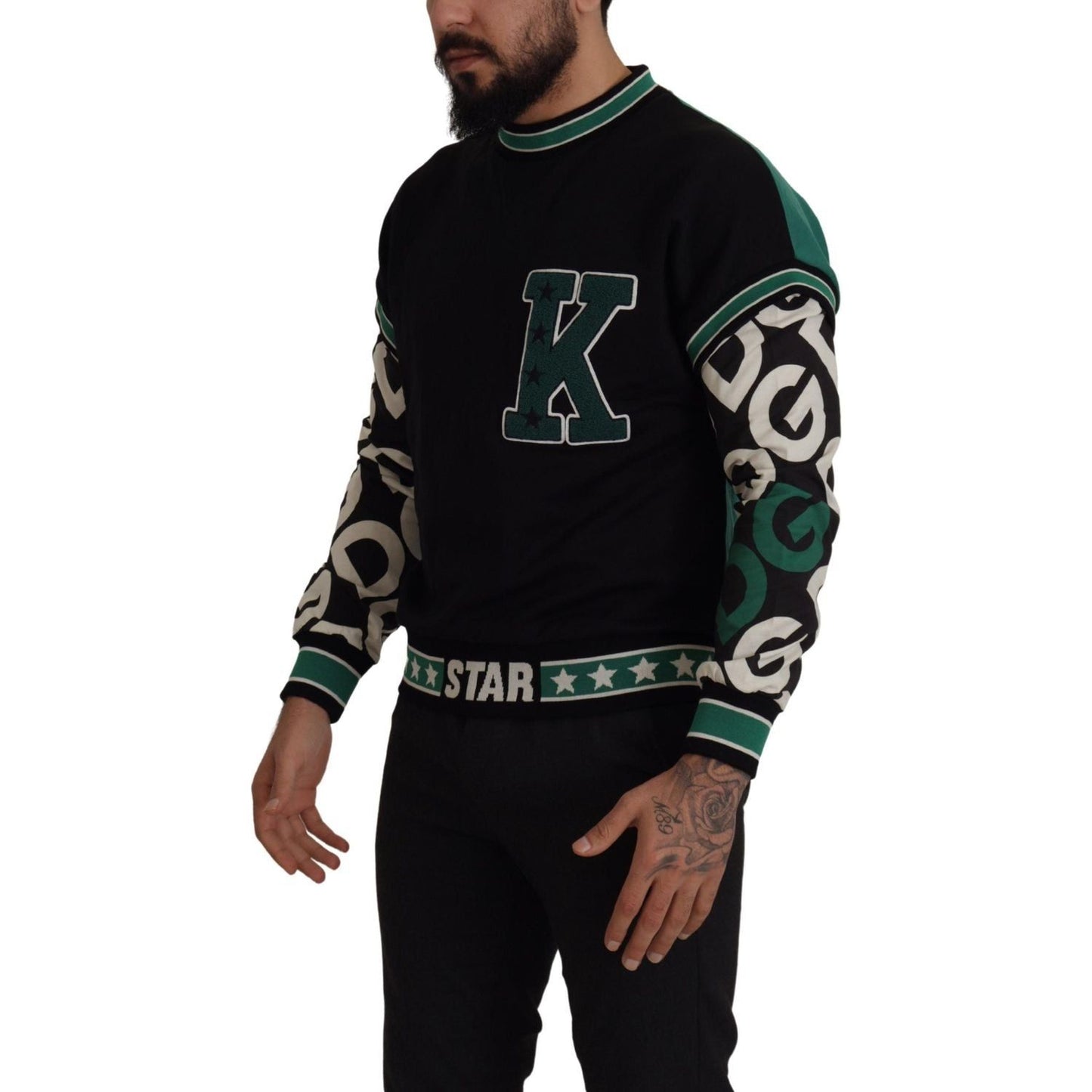 Dolce & Gabbana Regal Crewneck Pullover Sweater - Black & Green Dolce & Gabbana