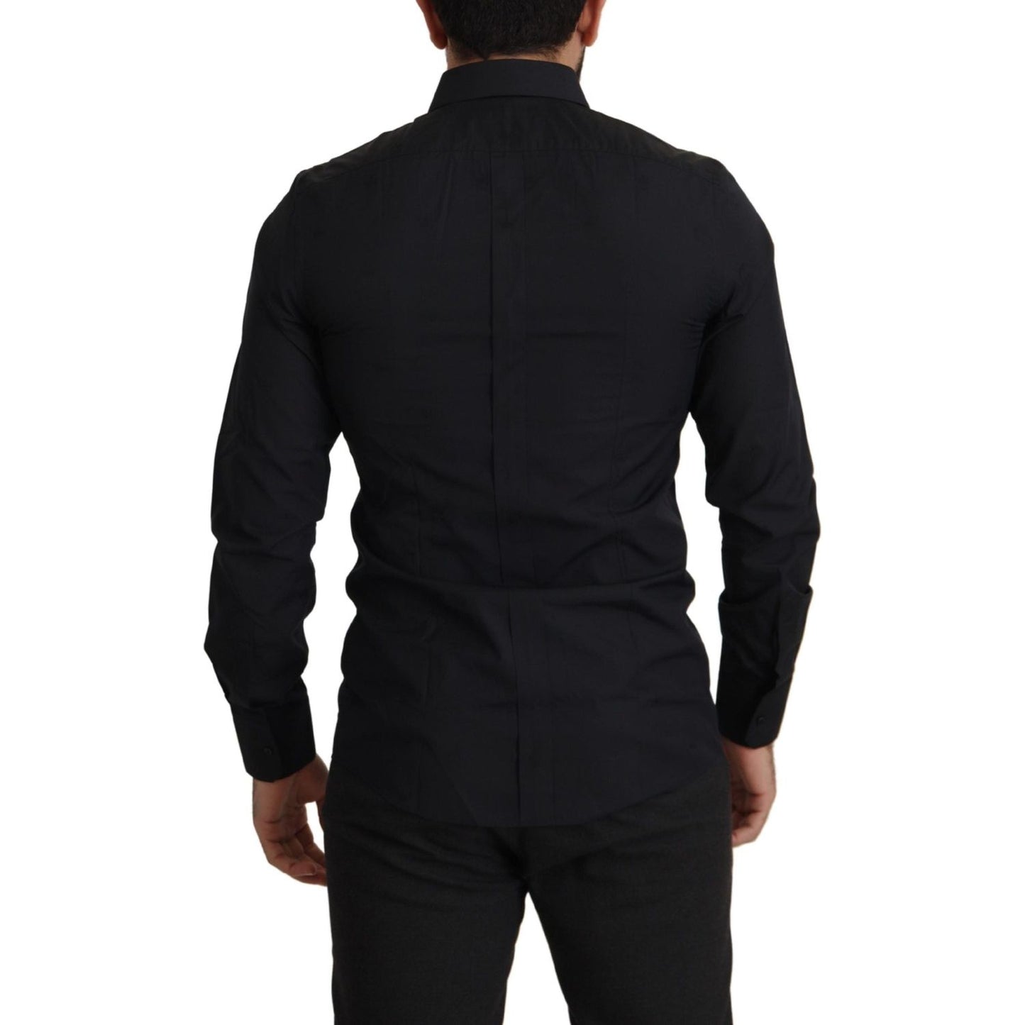 Dolce & Gabbana Elegant Slim Fit Black Cotton Dress Shirt Dolce & Gabbana