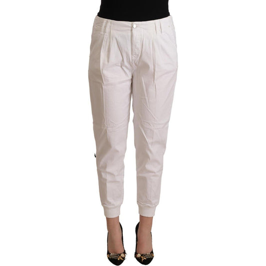 Met White Cotton Mid Waist Tapered Cropped Pants 1728,67345645728,Clothing,Cropped Pants - Pants - Clothing,Jeans & Pants - Women - Clothing,Material: 97% Cotton 3% Elastane,Met,New with tags,Pants - Clothing,W30,White,Women,Women - Clothing
