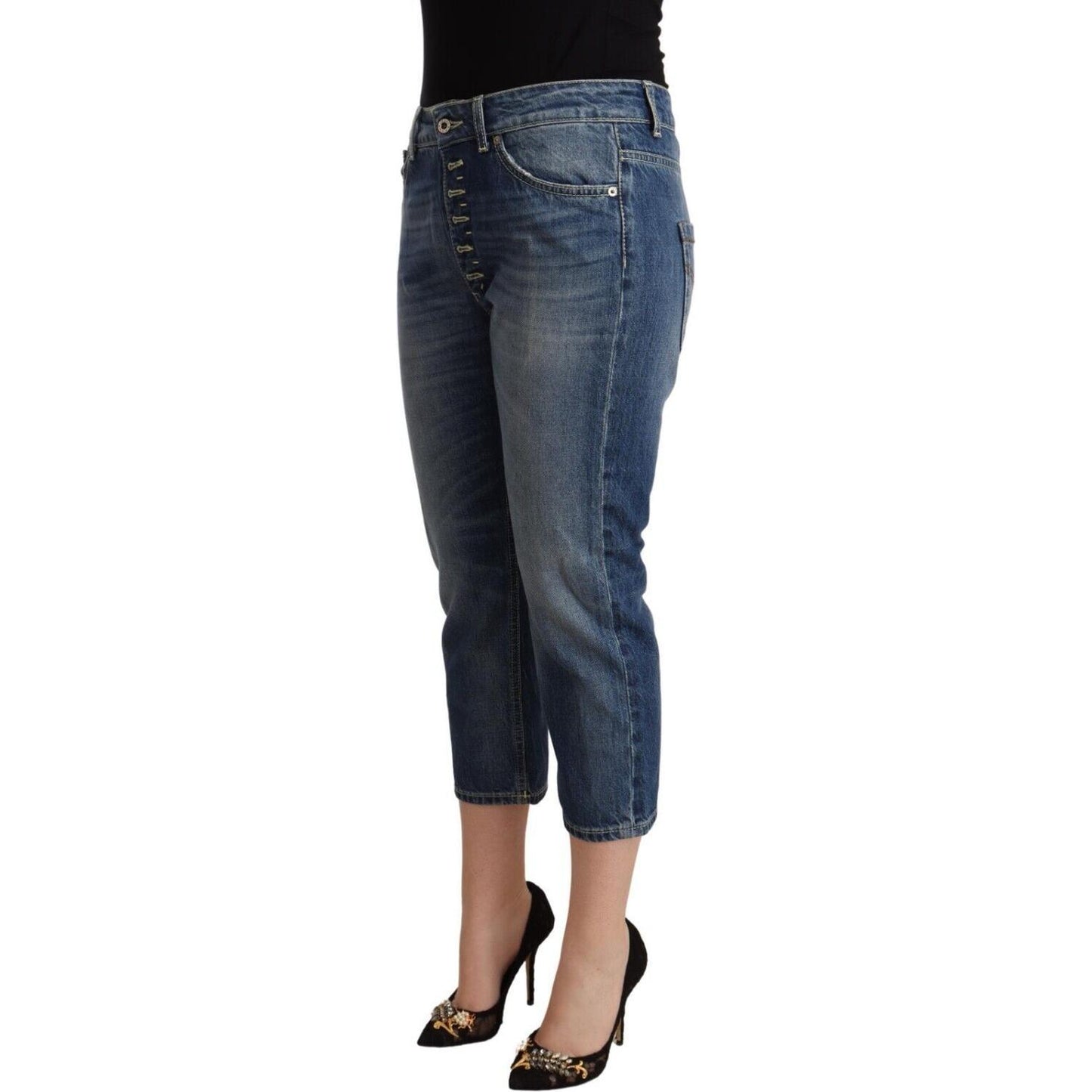 Dondup Blue Washed Mid Waist Capri Denim Jeans