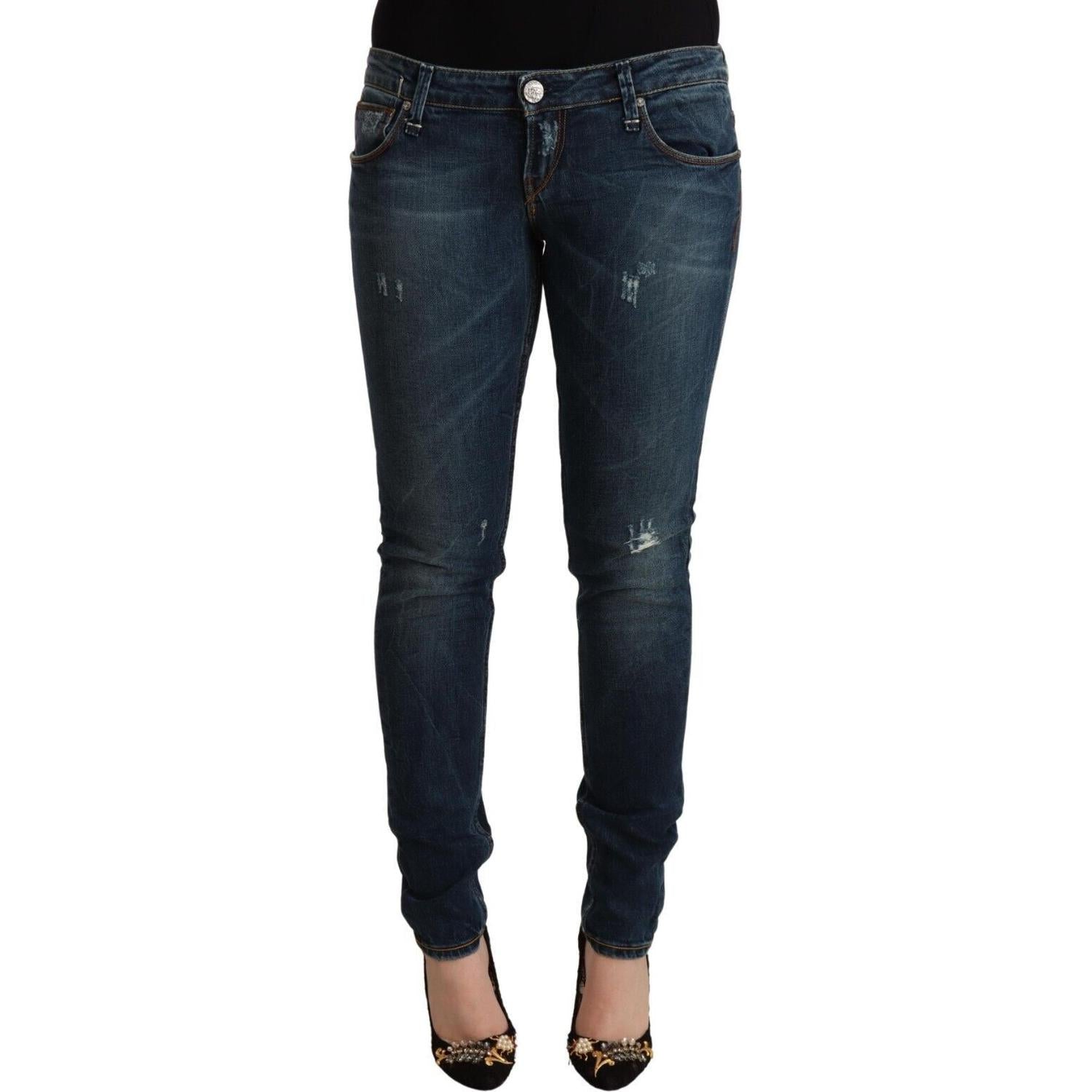 Acht Blue Washed Low Waist Slim Fit Denim Jeans