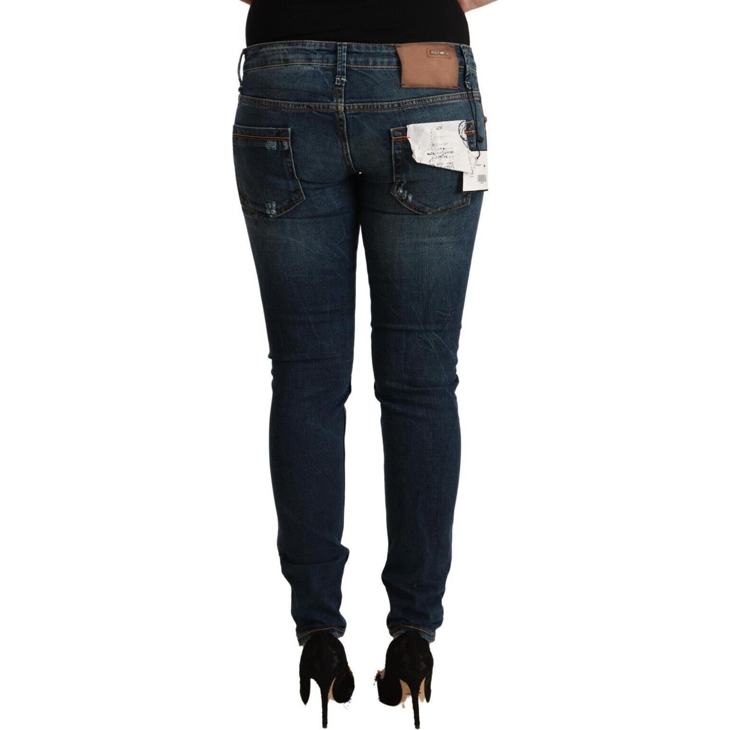 Acht Blue Washed Low Waist Slim Fit Denim Jeans