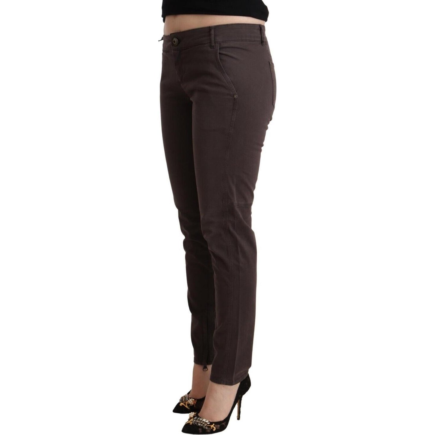 Ermanno Scervino Chic Brown Low Waist Skinny Pants Ermanno Scervino