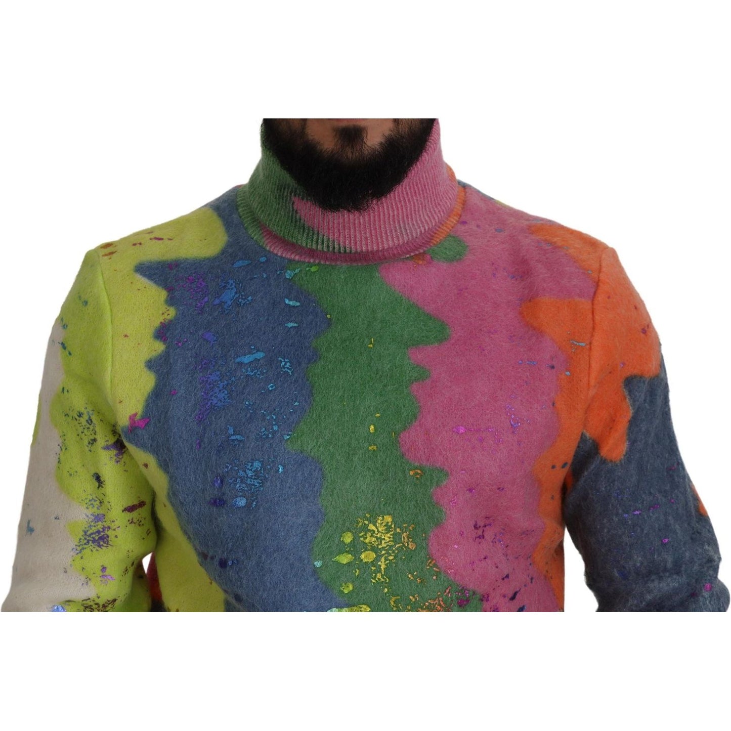 Dolce & Gabbana Multicolor Turtleneck Pullover Mohair Sweater 1728,29% Nylon,5% Wool,67345645728,Clothing,Dolce & Gabbana,IT44 | XS,IT46 | S,Material: 66% Mohair,Men,Men - Clothing,Multicolor,New with tags,Sweaters - Clothing,Sweaters - Men - Clothing,Tur