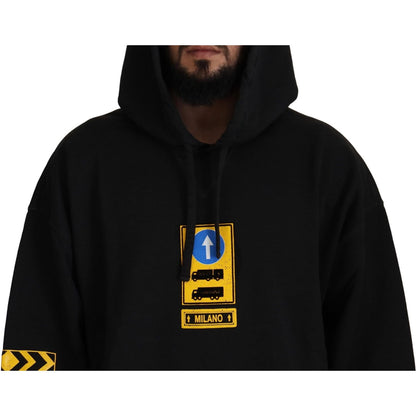 Dolce & Gabbana Black Cotton Hooded DG Shield Pullover Sweater 1728,67345645728,Black,Clothing,Dolce & Gabbana,Hoodies - Sweaters - Clothing,M,Material: 100% Cotton,Men,Men - Clothing,New with tags,S,Sweaters - Clothing,Sweaters - Men - Clothing