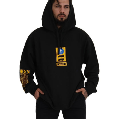 Dolce & Gabbana Black Cotton Hooded DG Shield Pullover Sweater 1728,67345645728,Black,Clothing,Dolce & Gabbana,Hoodies - Sweaters - Clothing,M,Material: 100% Cotton,Men,Men - Clothing,New with tags,S,Sweaters - Clothing,Sweaters - Men - Clothing
