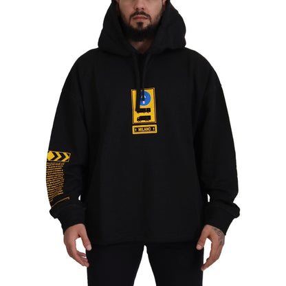 Dolce & Gabbana Black Cotton Hooded DG Shield Pullover Sweater 1728,67345645728,Black,Clothing,Dolce & Gabbana,Hoodies - Sweaters - Clothing,M,Material: 100% Cotton,Men,Men - Clothing,New with tags,S,Sweaters - Clothing,Sweaters - Men - Clothing