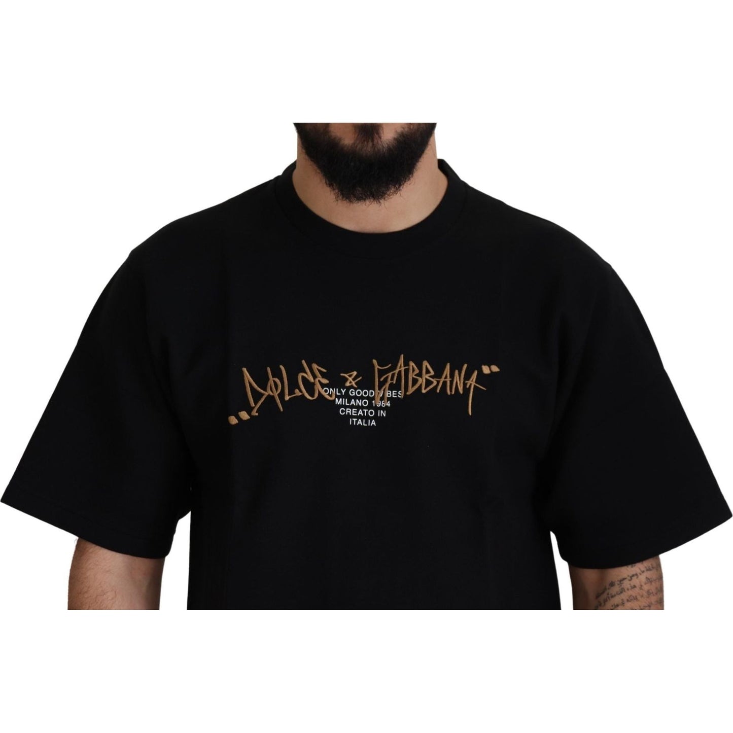 Dolce & Gabbana Elegant Black Cotton Blend Crewneck T-Shirt Dolce & Gabbana