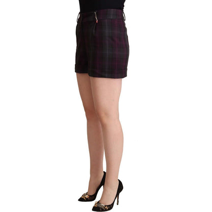 BENCIVENGA Multicolor Checkered Mid Waist Folded Hem Shorts 1728,67345645728,BENCIVENGA,Clothing,IT44|L,IT46|XL,Material: Cotton,Multicolor,New with tags,Shorts - Clothing,Shorts - Shorts - Clothing,Shorts - Women - Clothing,Women,Women - Clothing