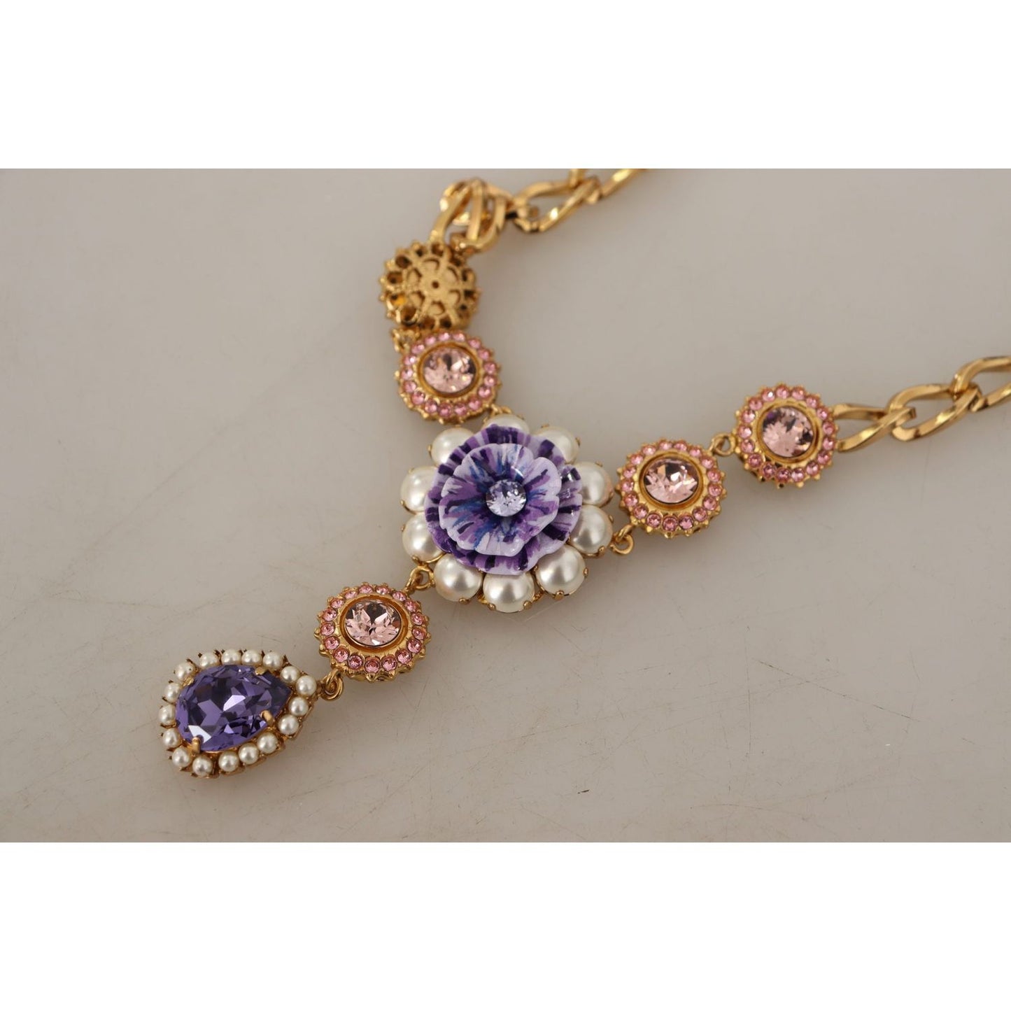 Dolce & Gabbana Elegant Floral Crystal Statement Necklace Necklace Dolce & Gabbana