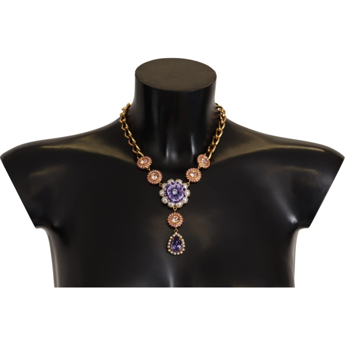 Dolce & Gabbana Elegant Floral Crystal Statement Necklace Necklace Dolce & Gabbana