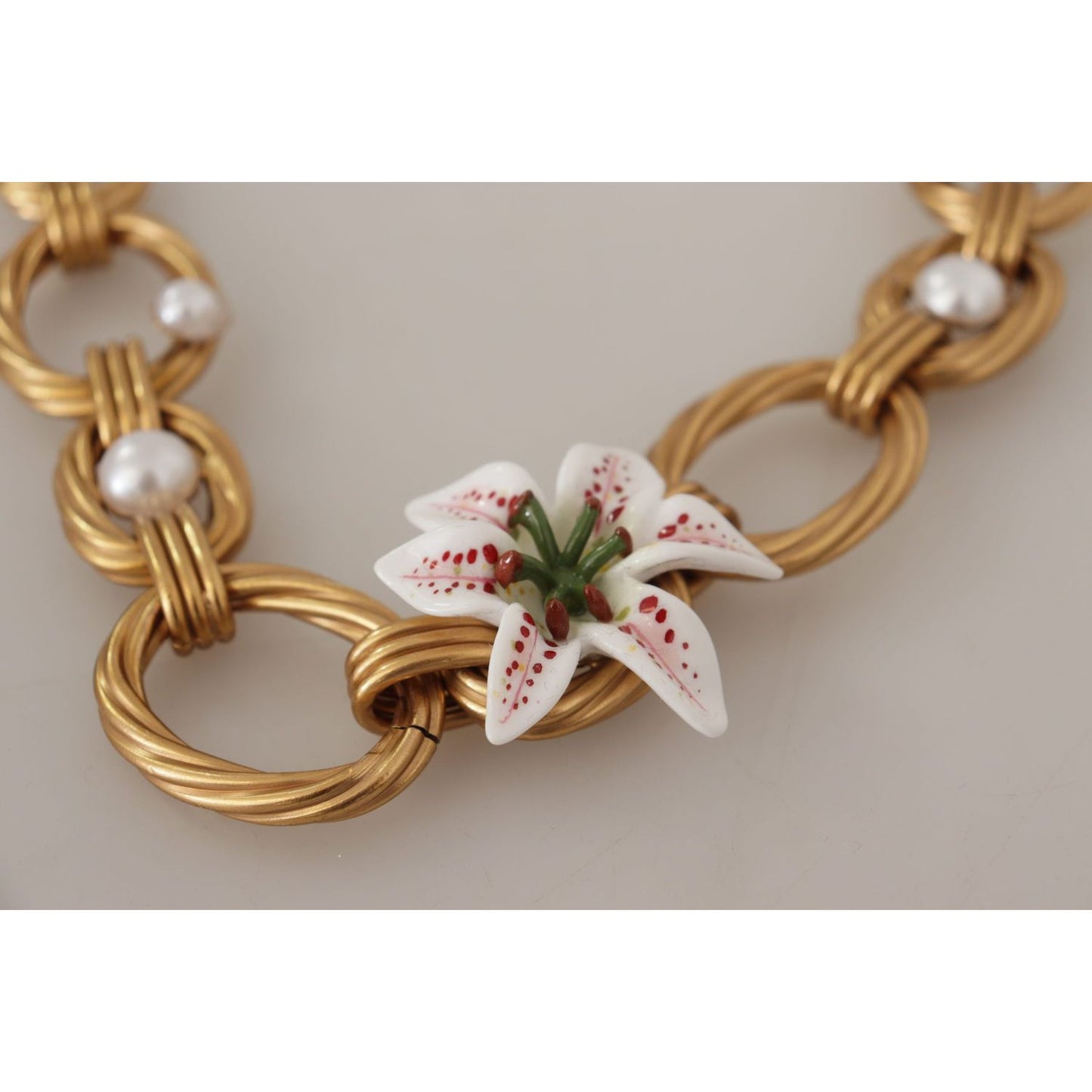 Dolce & Gabbana Elegant Gold Lilly Flower Pendant Necklace WOMAN NECKLACE Dolce & Gabbana