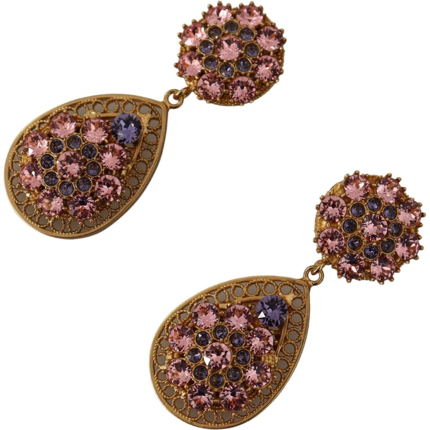 Dolce & Gabbana Baroque Multicolor Crystal Dangle Earrings Earrings Dolce & Gabbana