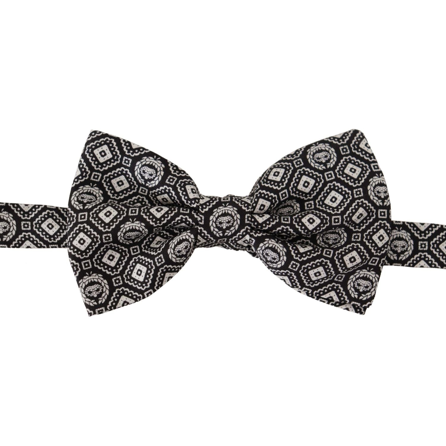 Dolce & Gabbana Black white 100% Silk Adjustable Neck Papillon Tie
