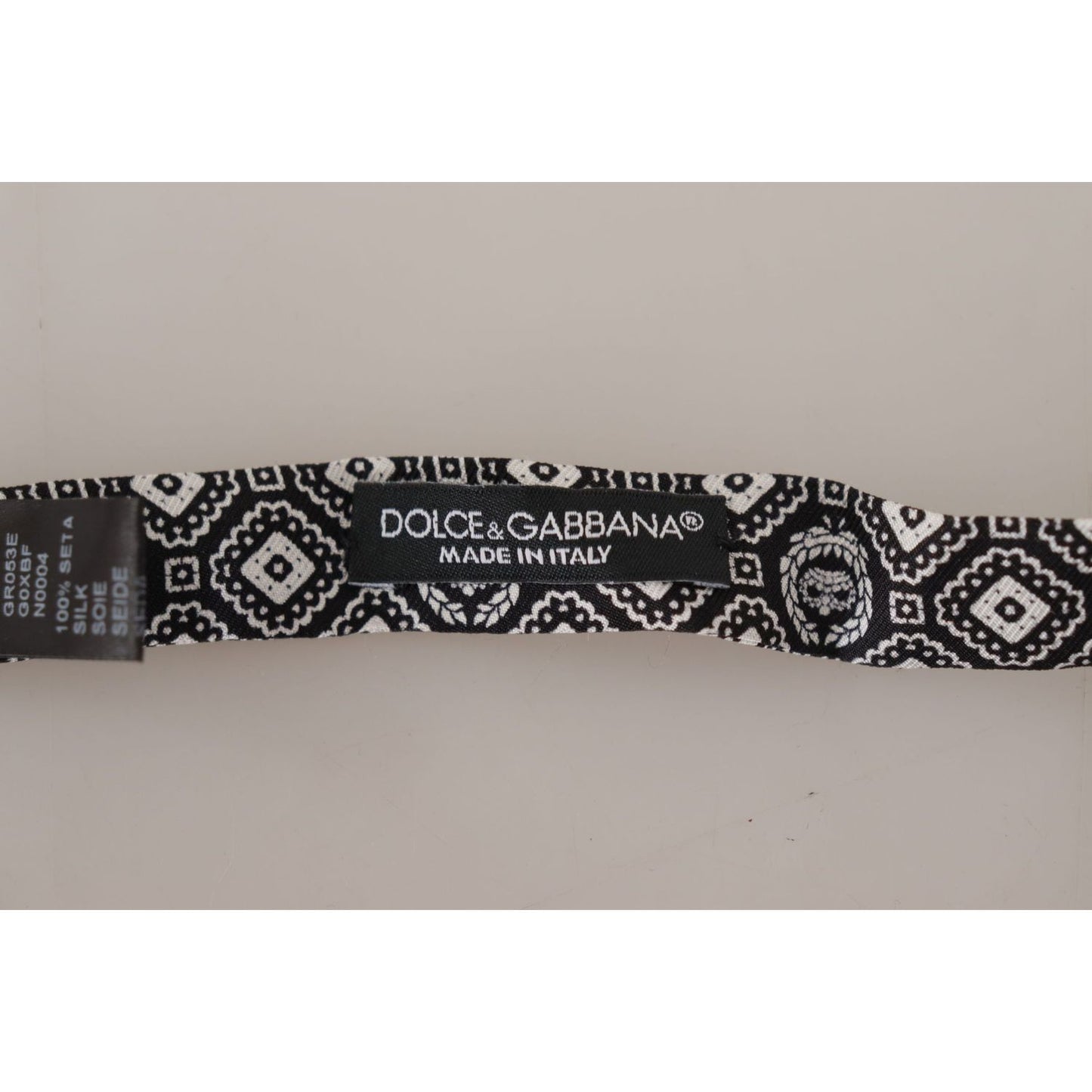 Dolce & Gabbana Black white 100% Silk Adjustable Neck Papillon Tie 1728,67345645728,Accessories,Black,Bowties - Ties and Formal Accessories - Accessories,Dolce & Gabbana,Material: 100% Silk,Men,Men - Accessories,New with tags,Ties & Bowties - Men - Access