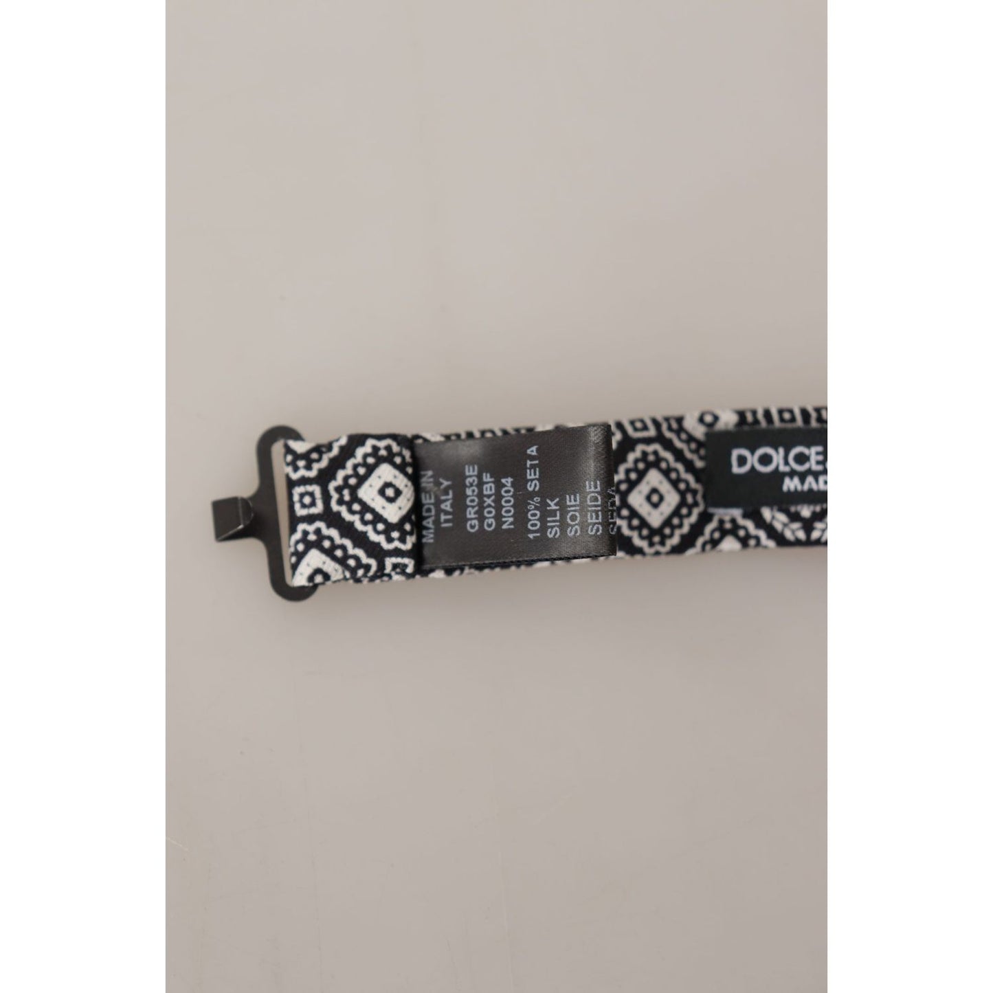 Dolce & Gabbana Black white 100% Silk Adjustable Neck Papillon Tie 1728,67345645728,Accessories,Black,Bowties - Ties and Formal Accessories - Accessories,Dolce & Gabbana,Material: 100% Silk,Men,Men - Accessories,New with tags,Ties & Bowties - Men - Access