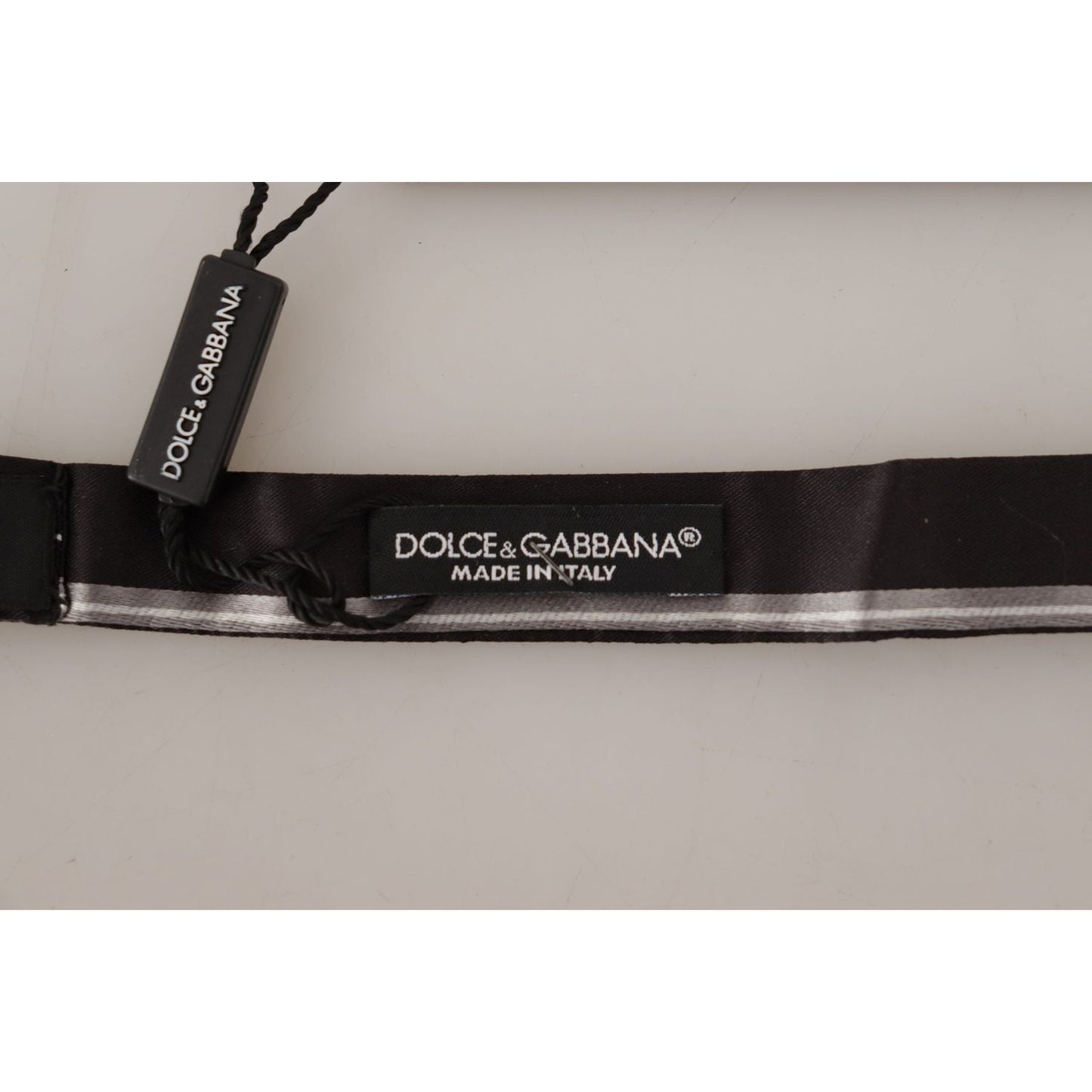 Dolce & Gabbana Elegant Silk Bow Tie in Black and Grey Dolce & Gabbana