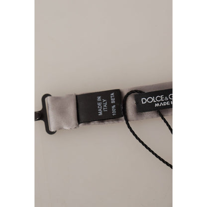 Dolce & Gabbana Silver 100% Silk Slim Adjustable Neck Papillon Tie 1728,67345645728,Accessories,Bowties - Ties and Formal Accessories - Accessories,Dolce & Gabbana,Material: 100% Silk,Men,Men - Accessories,New with tags,Silver,Ties & Bowties - Men - Acces