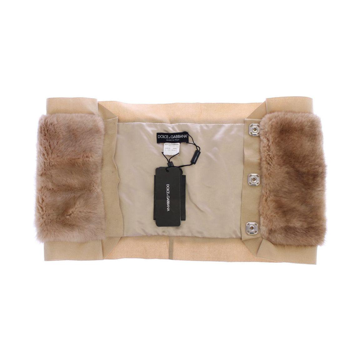 Dolce & Gabbana Exclusive Beige MINK Fur Scarf Wrap Fur Scarves Dolce & Gabbana