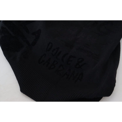 Dolce & Gabbana Black Wool Logo Pattern Crewneck Pullover Sweater Dolce & Gabbana