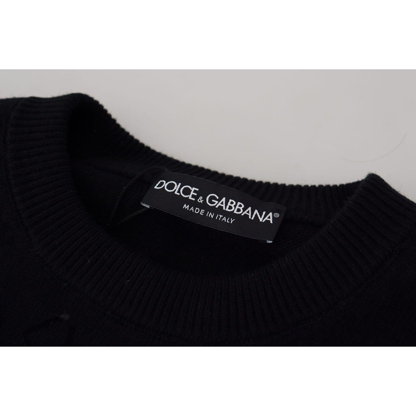 Dolce & Gabbana Black Wool Logo Pattern Crewneck Pullover Sweater Dolce & Gabbana