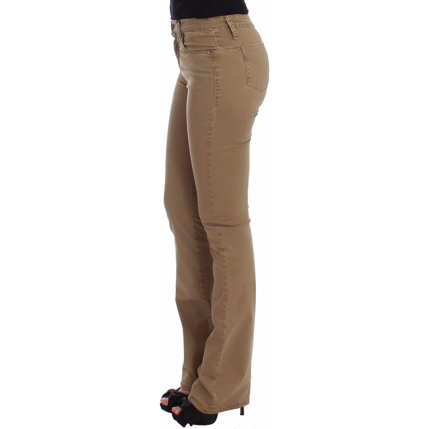 Costume National Beige Straight Leg Denim Pants Stretch Jeans