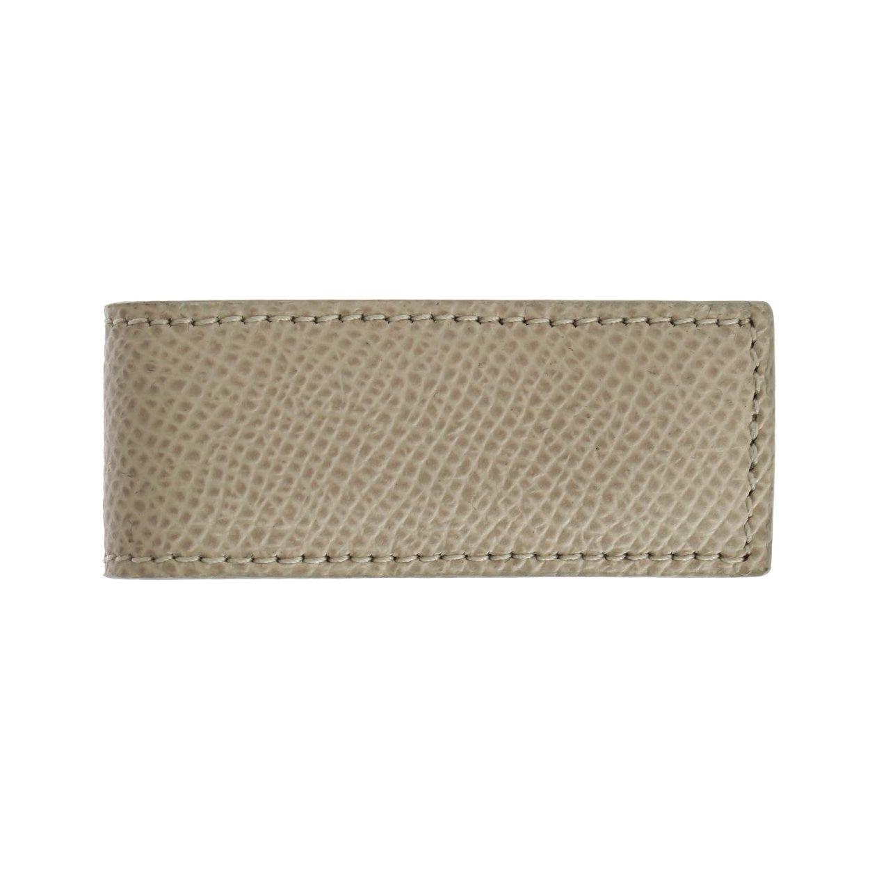 Dolce & Gabbana Elegant Beige Leather Money Clip Money Clip Dolce & Gabbana