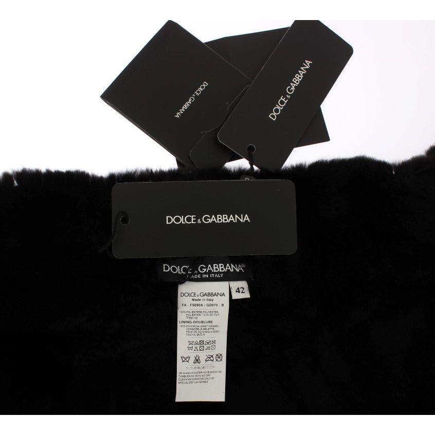 Dolce & Gabbana Elegant Floral Sequined Fur Scarf Dolce & Gabbana