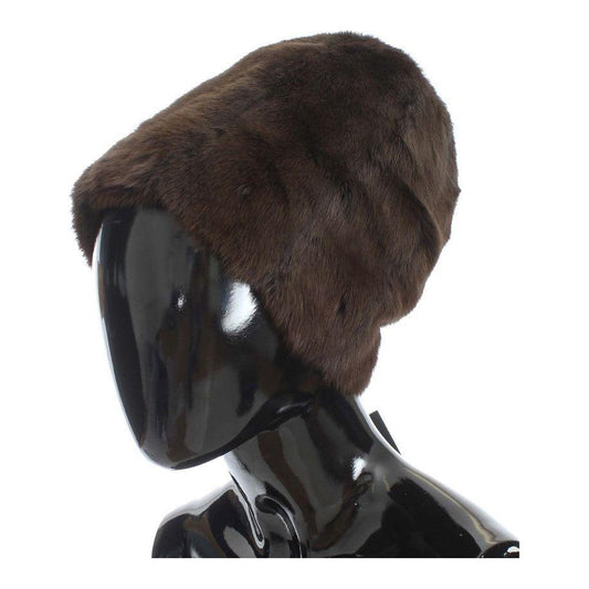 Dolce & Gabbana Brown Weasel Fur Womens Cashmere Hat Beanie Beanie Hat