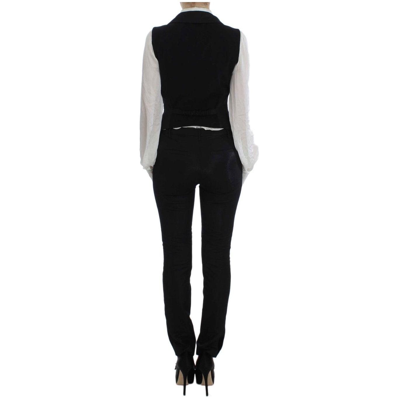 Exte Elegant Three-Piece Black Pants Suit Exte