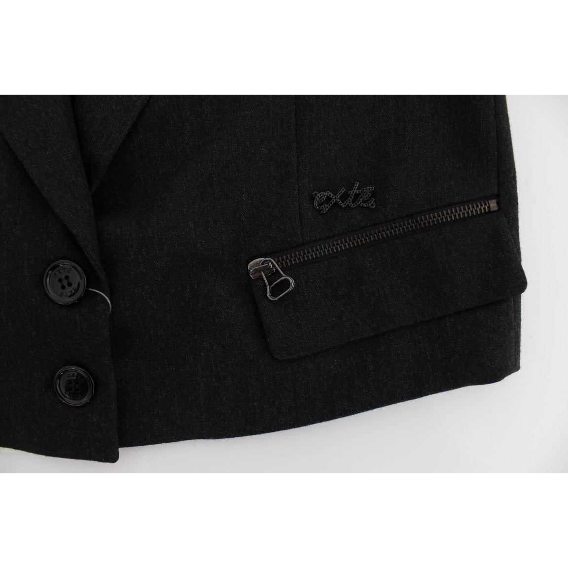 Exte Gray Stretch Gold Studded Short Jacket Coats & Jackets